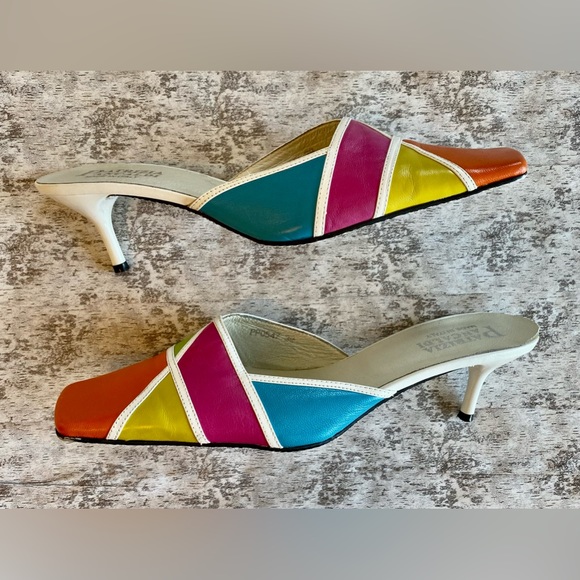 Patrizia Pancaldi Shoes - Patrizia Pancaldi (Made in Italy) Multicolored leather mule with kitten heal.